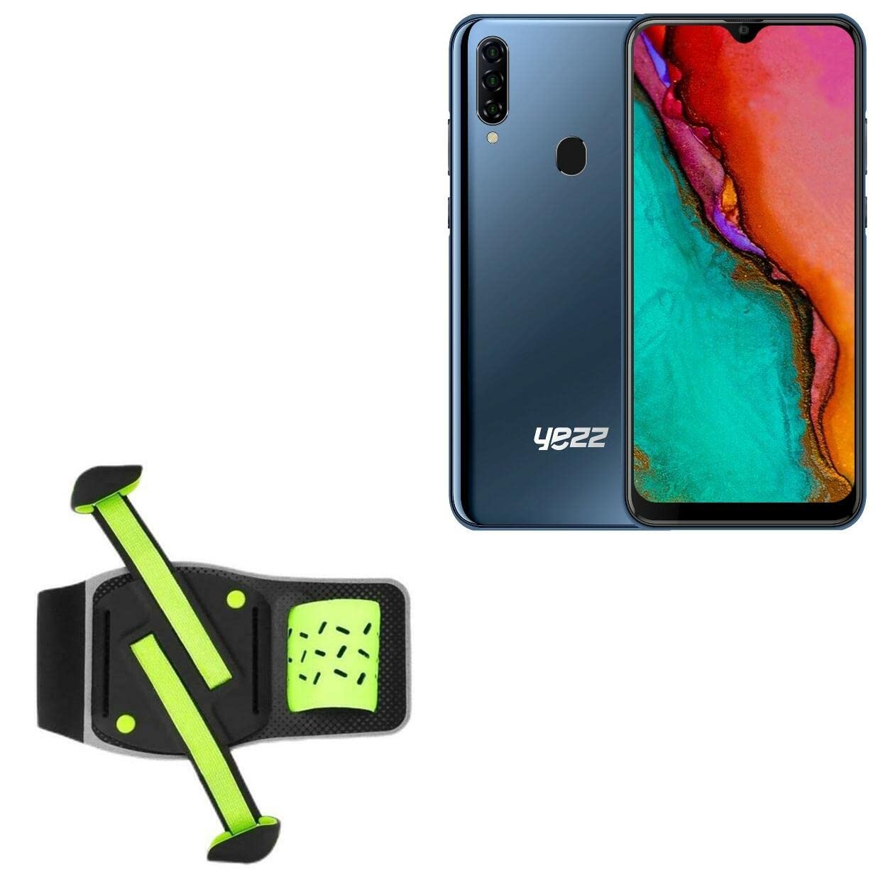 BoxWave Holster Compatible with Yezz Art 1 Pro - FlexSport Armband, Adjustable Armband for Workout and Running - Stark Green