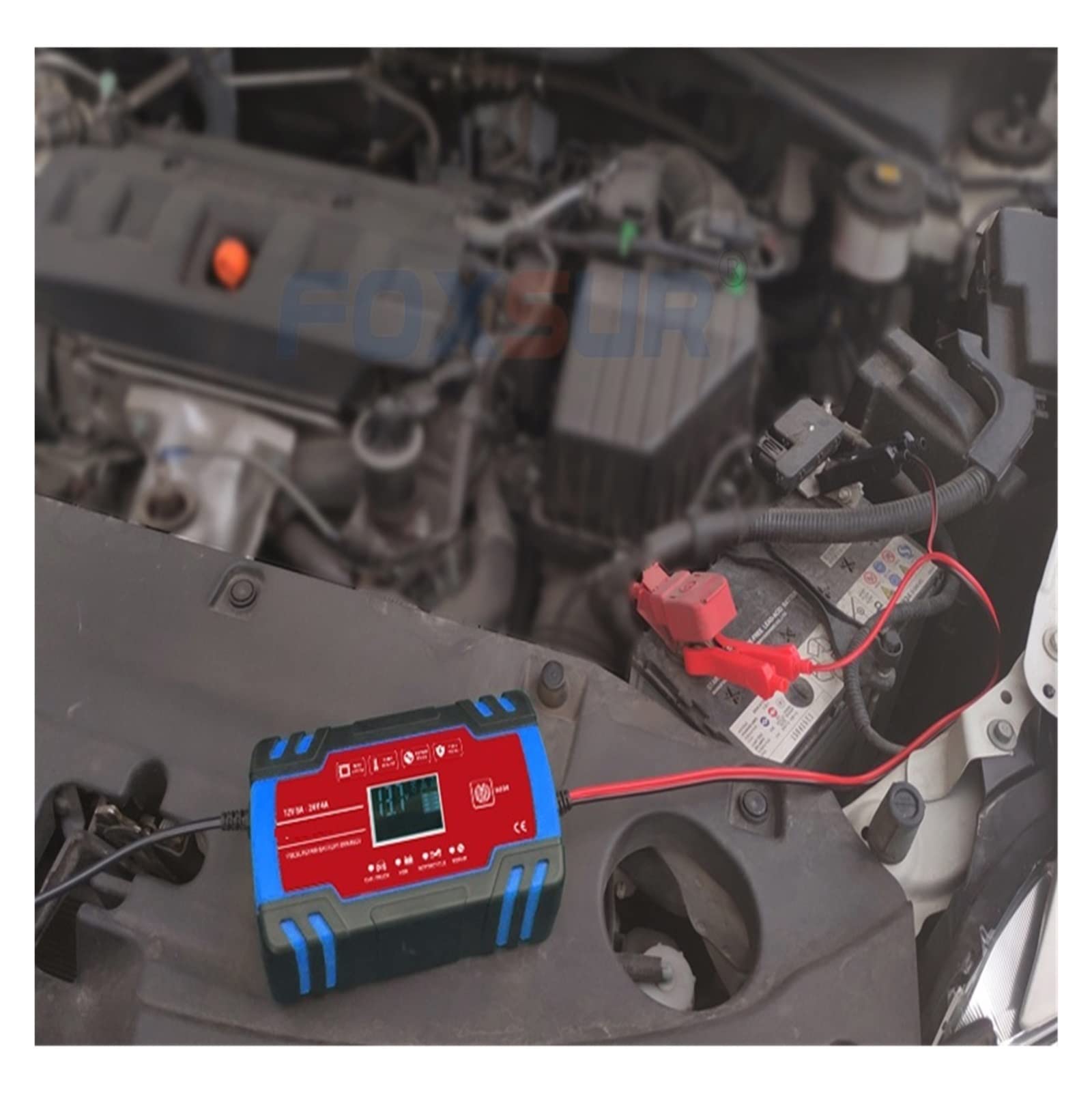 Cargador de Bateria, Cargador de batería de la motocicleta del coche 1 2V 8A 24V 4A Carga rápida inteligente for cargador de batería de plomo ácido