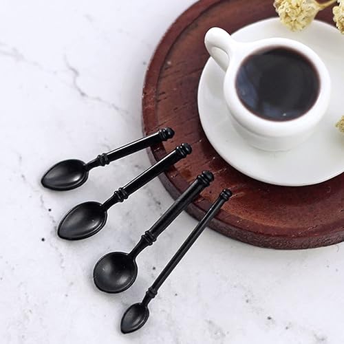 Miniatura 3 de shlutesoy Cuchara de casa de muñecas, herramienta de simulación de mano de obra fina, mini decoración, cuchara de sopa de café, modelo para D