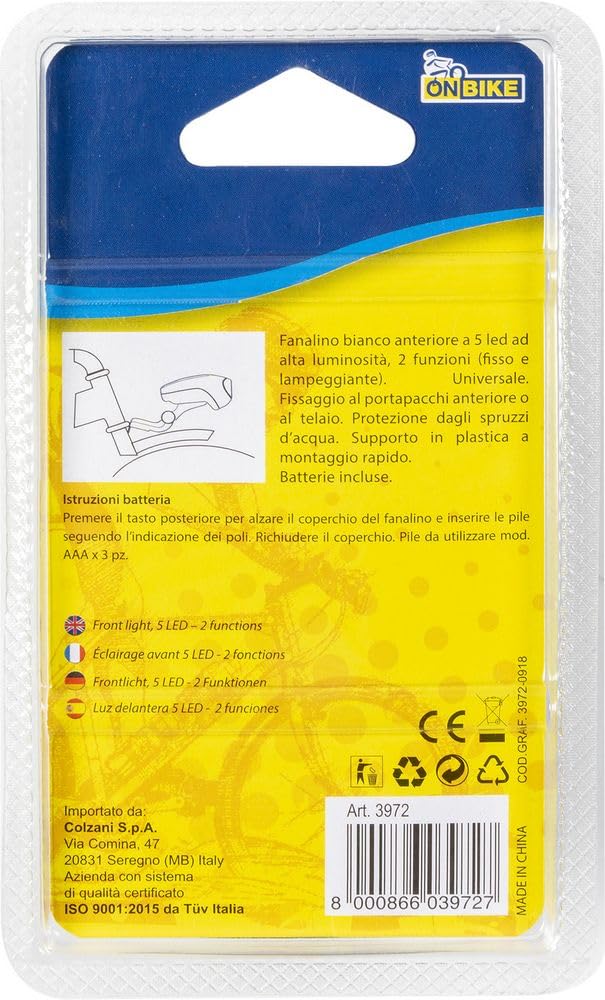 Fanale Anteriore Bici A LED - 5 Luci Bianche, Fisso O Lampeggiante - Foto 2