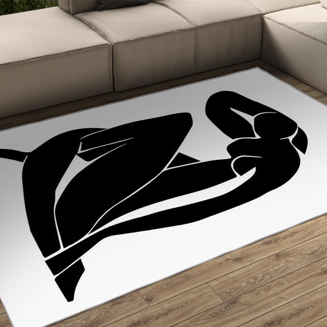 Tapis de chambre Henri Matisse noir lavable et léger pour sol glissant