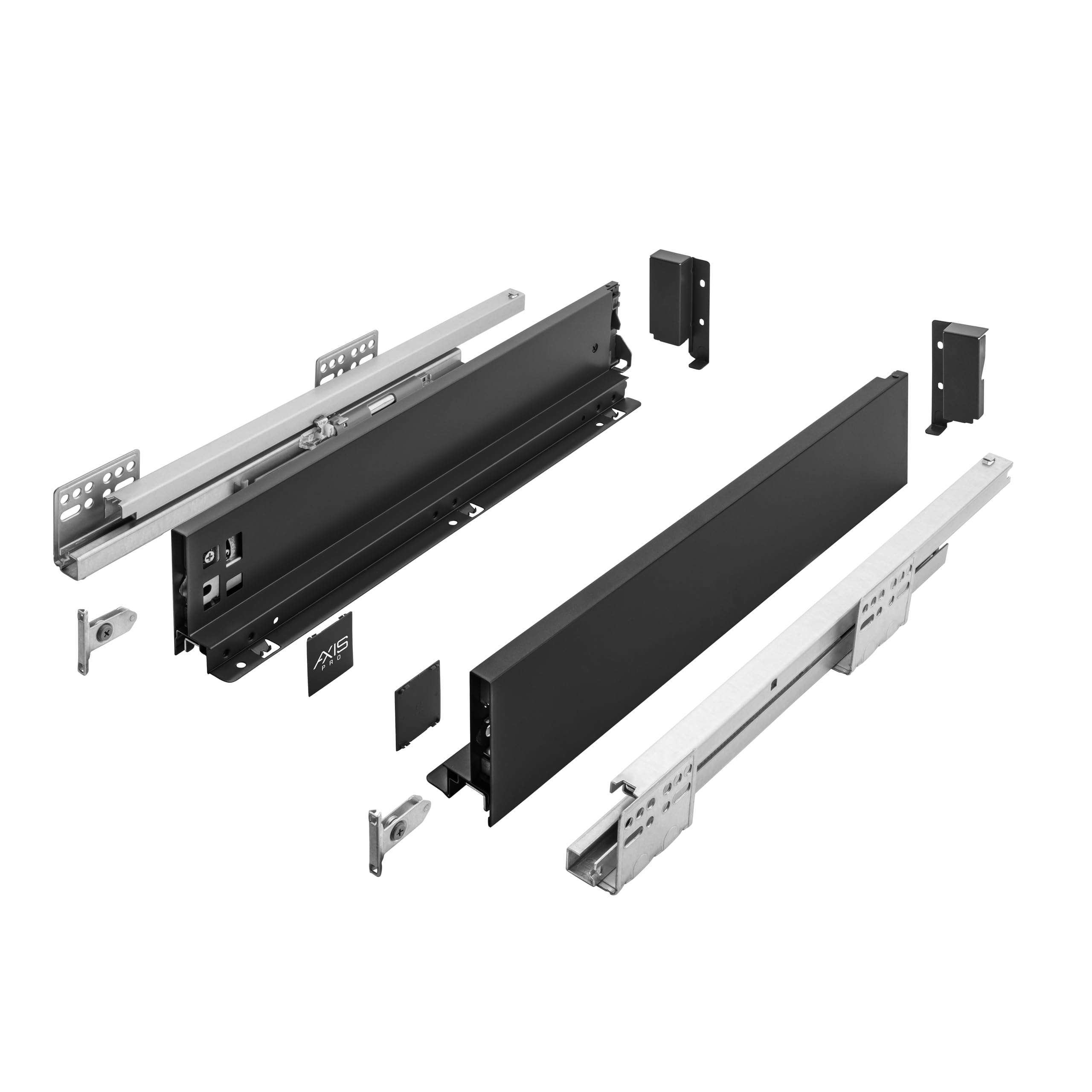 B2c Black Ultraslim Soft Close Kitchen Drawer Box Sides Drawer Runners Set Cupboard Unit (Short 86Mm X 300Mm)