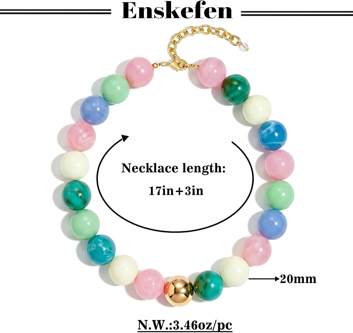 Colorful Chunky Necklaces for Women Trendy Large Resin Beaded Necklace Bold Statement Chunky Choker Necklace Boho Beads Collar Summer Beach Jewelry