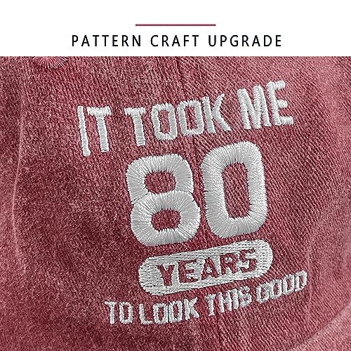 Image of 80th Birthday Gifts 80 Year Old Gifts Ideas for Men Women It Took Me 80 Years to Look This Good Hat Washed Cotton Hat
