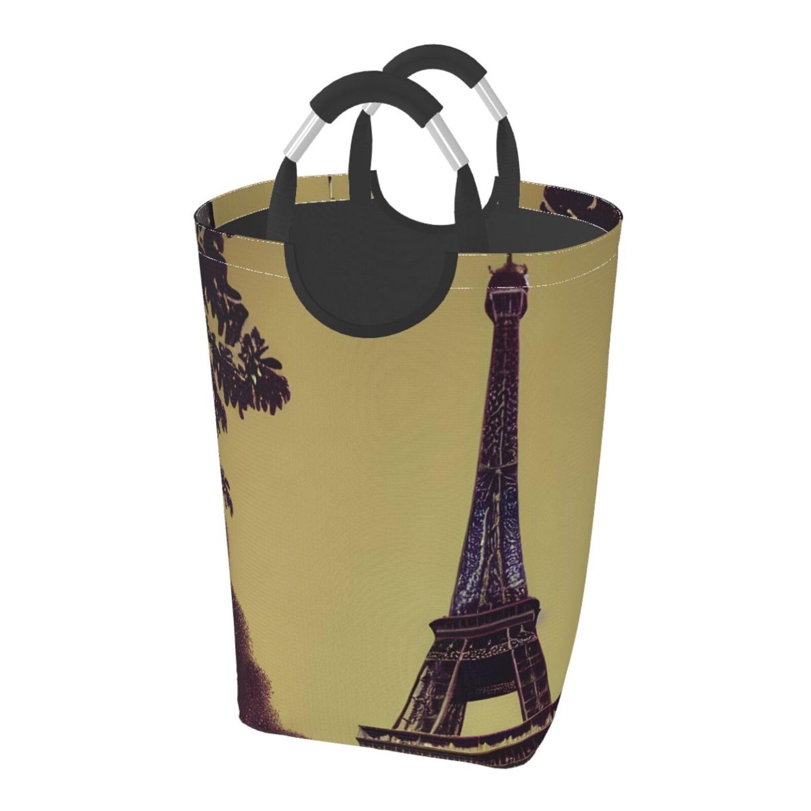 Eiffel Tower Paris Print Laundry Hamper Collapsible Baskets With Handle Dirty Clothes Hamper Bag For Dorm Family Bathroom Decor Storage ﻿