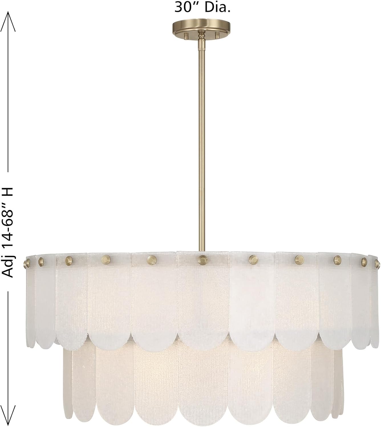 Savoy House 7-9800-10-127 Ashton Frosted Sugar Glass Two-Tier Pendant, 10-Light 600 Total Watts, 14" H x 30" W, Noble Brass