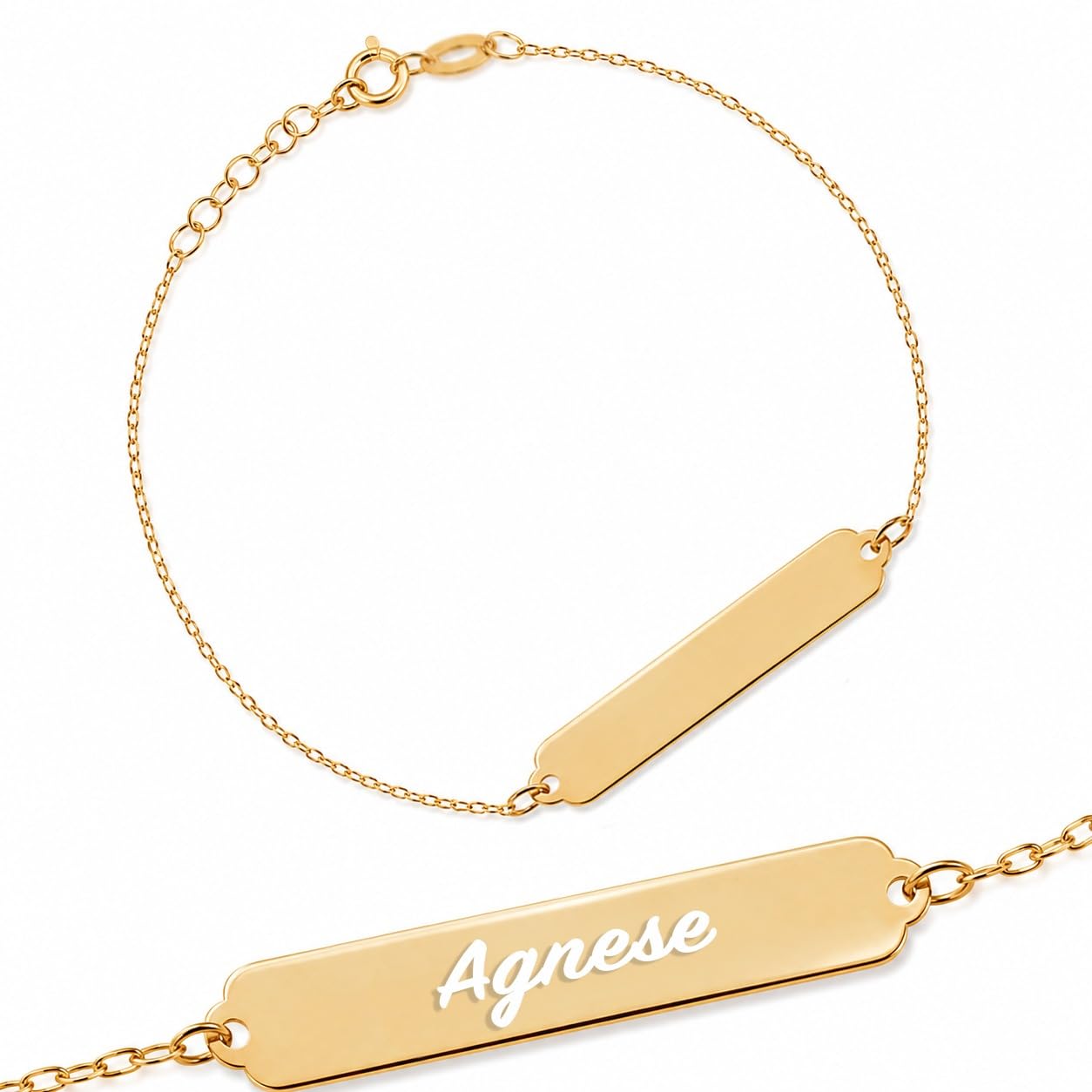Sakrami Bracelet en argent 925 pour enfants, couleur or jaune, rhodié ou rose + coffret cadeau personnalisé - Bracelet pour naissance, communion ou baptême