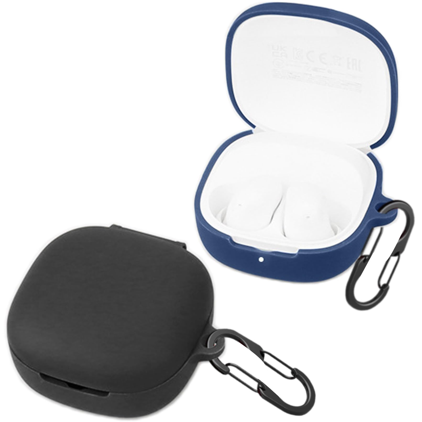 [2 Pack] easyBee Case Compatible with Xiaomi Redmi Buds 6 Play Bluetooth Headphone Charging Cover with 2 Keychain, Soft Liquid Silicone Ultra Thin Shockproof Protective Kit - Black and Blue