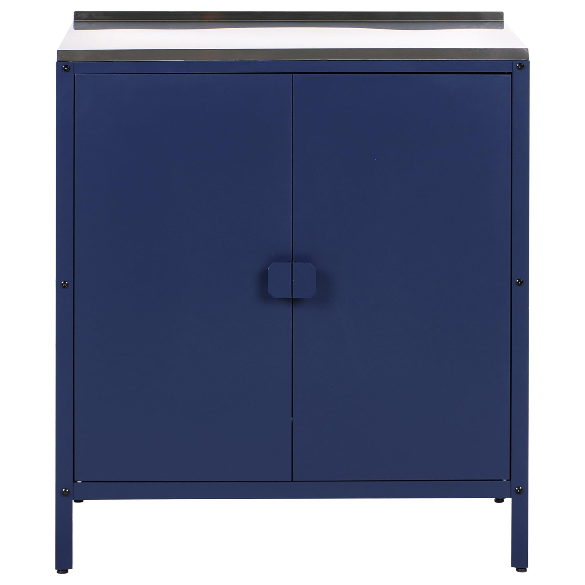 Beliani Armario Cocina Exterior 2 Puertas de Acero Inoxidable Azul Vilama