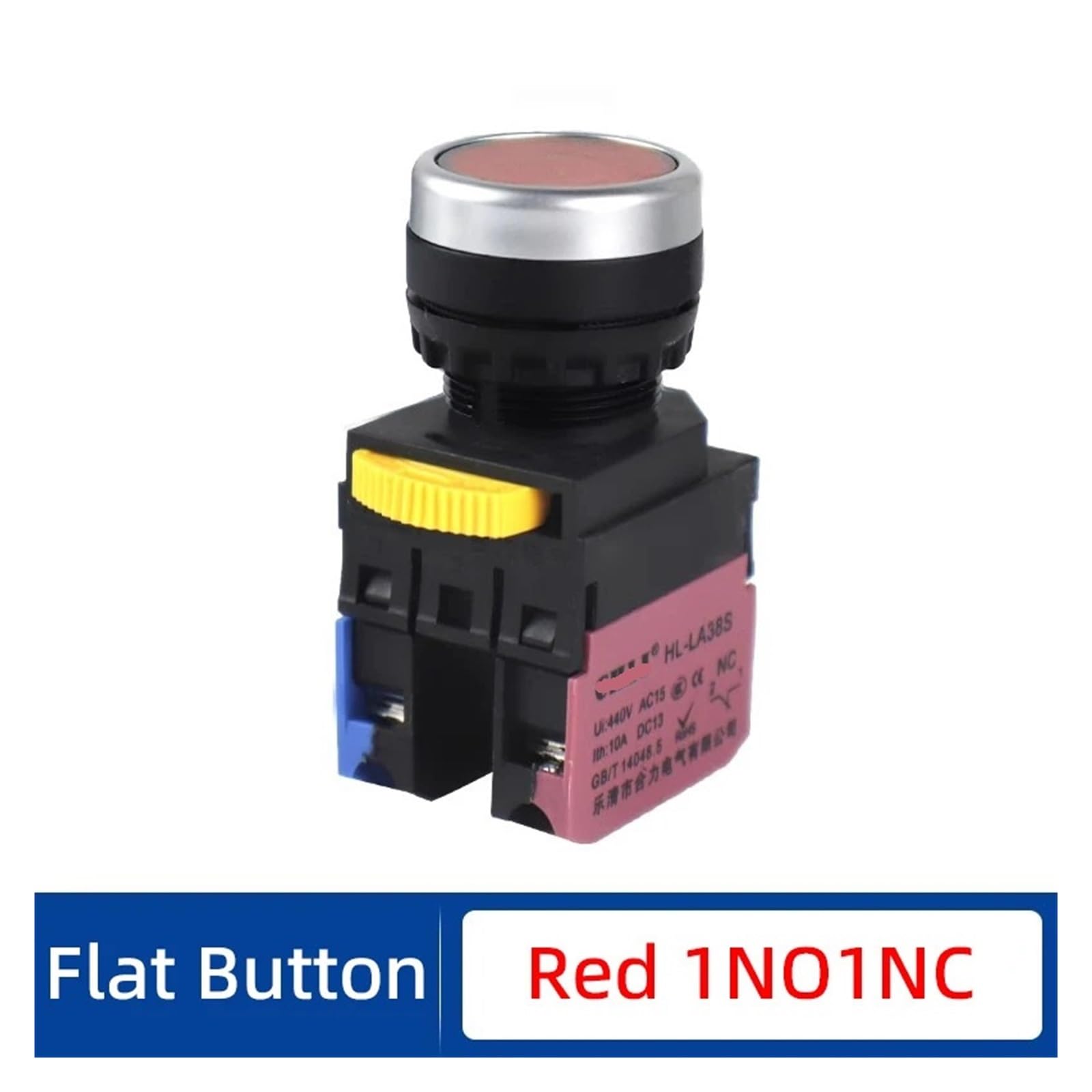 10 interruptores de botón LA38S-11BN con Perilla Parada Emergencia y reinicio, autoblocantes, 22 mm(Flat Red 1NO1NC)