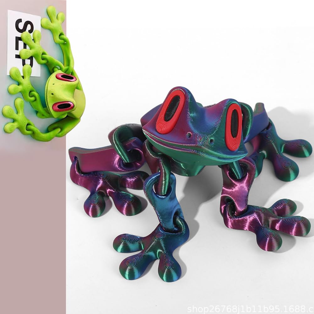 3D Printed Magnet Frog Toy, 3D Printed Magnetic Animals Fidget Toys, Novelty Funny Movable Joint Frog Toy Fridge Stickers Decorative Desk Ornament for Home Offices Decor (04#)