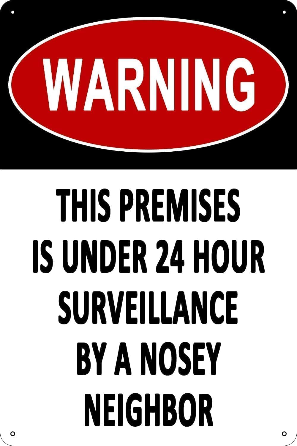 Vintage Retro Funny Warning This Premises Warning Metal Sign Tin Signs Aluminum Plaque for Outdoors Use Yard Farm Fence Home Wall Decor 8x12 inch