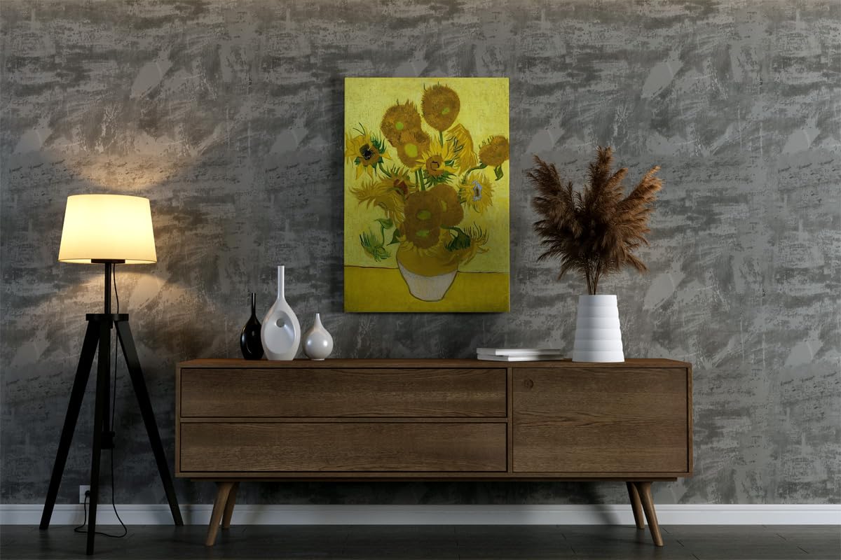 Girasoles | Vincent van Gogh | Post-impresionismo | Cuadro Canvas Wall Art | Impresion Giclee lienzo algodon puro | Bastidor 3cm | 55x75cm