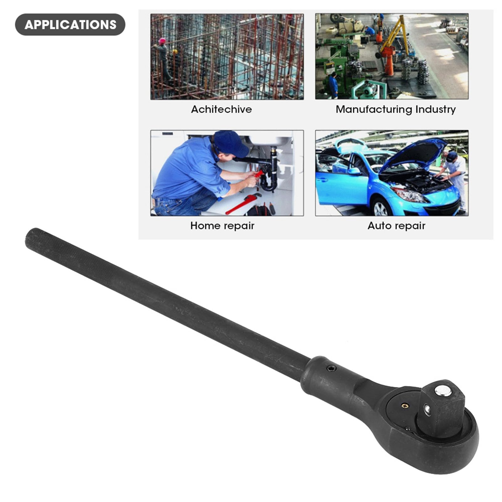 Llave de liberación rápida de 3/4 pulgadas y 1 pulgada de cabeza cuadrada, juego de llaves de vaso de caja de acero de aleación negra, llave reversible con perillas de (1 pulgada)