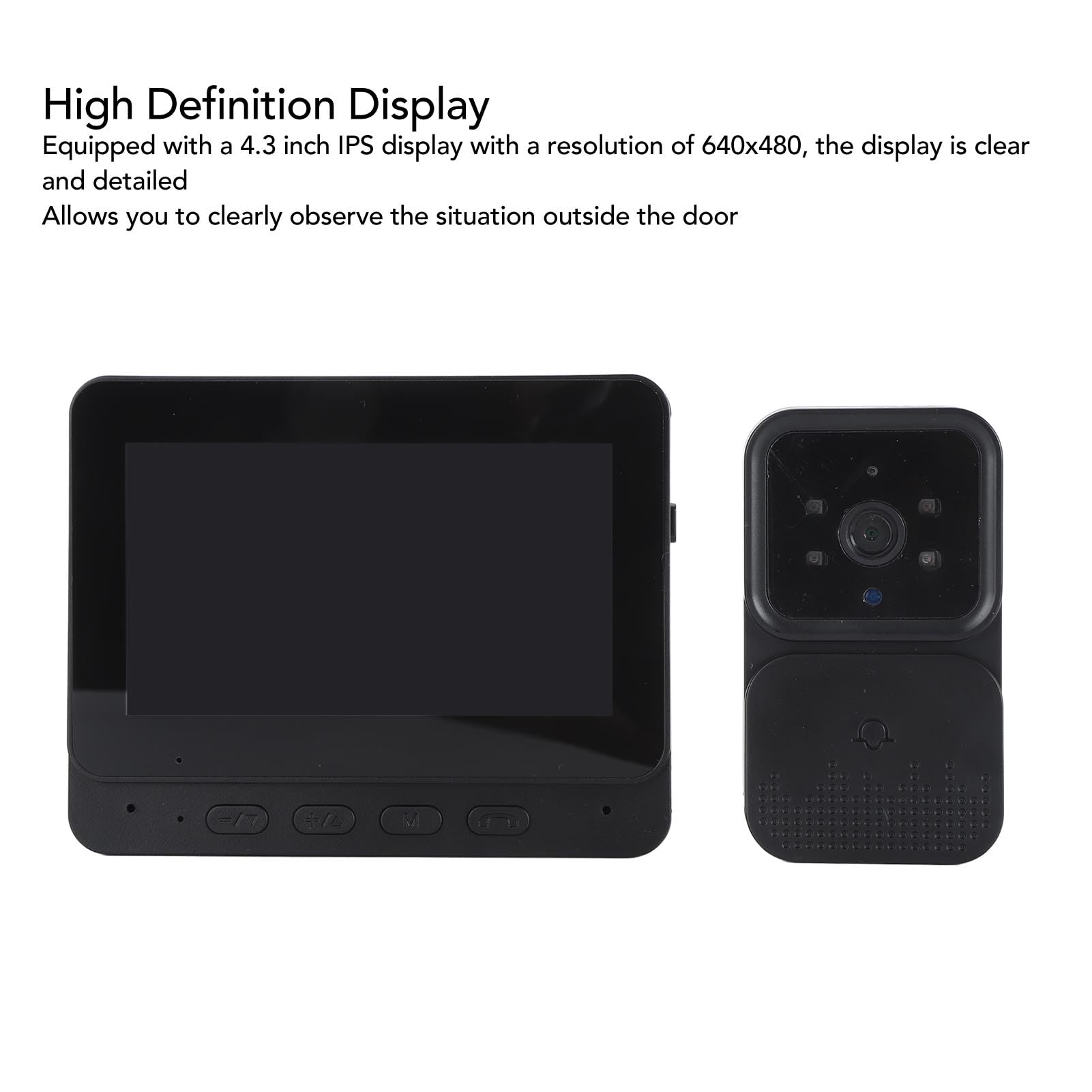 ciciglow Timbre con Vídeo Inteligente, Timbre Inteligente WiFi Profesional, Visión Nocturna Infrarroja de Alta Sensibilidad, Pantalla IPS de 4,3 Pulgadas para Oficina