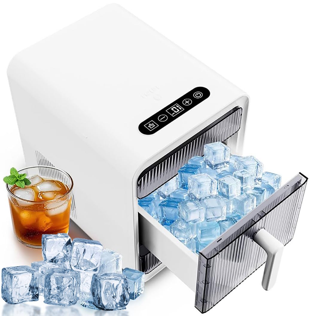Produttore di ghiaccio per pepite da banco da 120W, produce 33lb di ghiaccio masticabile in 10 minuti.Macchina portabile del ghiaccio auto-pellente per l'ufficio del bar camper della cucina domestica,