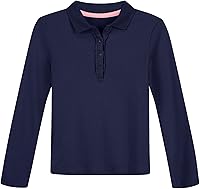 Vista 1 de NAUTICA Girls' School Uniform Long Sleeve Polo Shirt, Button Closure, Comfortable & Breathable Fabric