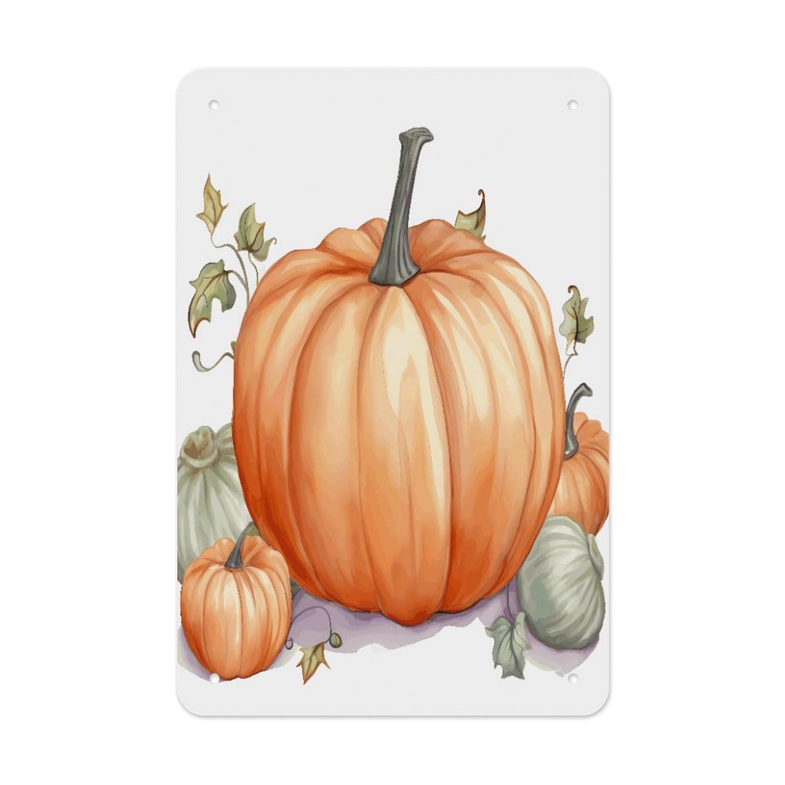 Retro Metal Signs Decorations Vintage Fall Watercolor Pumpkins Tin Sign Iron Painting Home Family Poster Personalized Art Wall Decor Funny Plaque Sheet for Home Gift Party 8x12 In