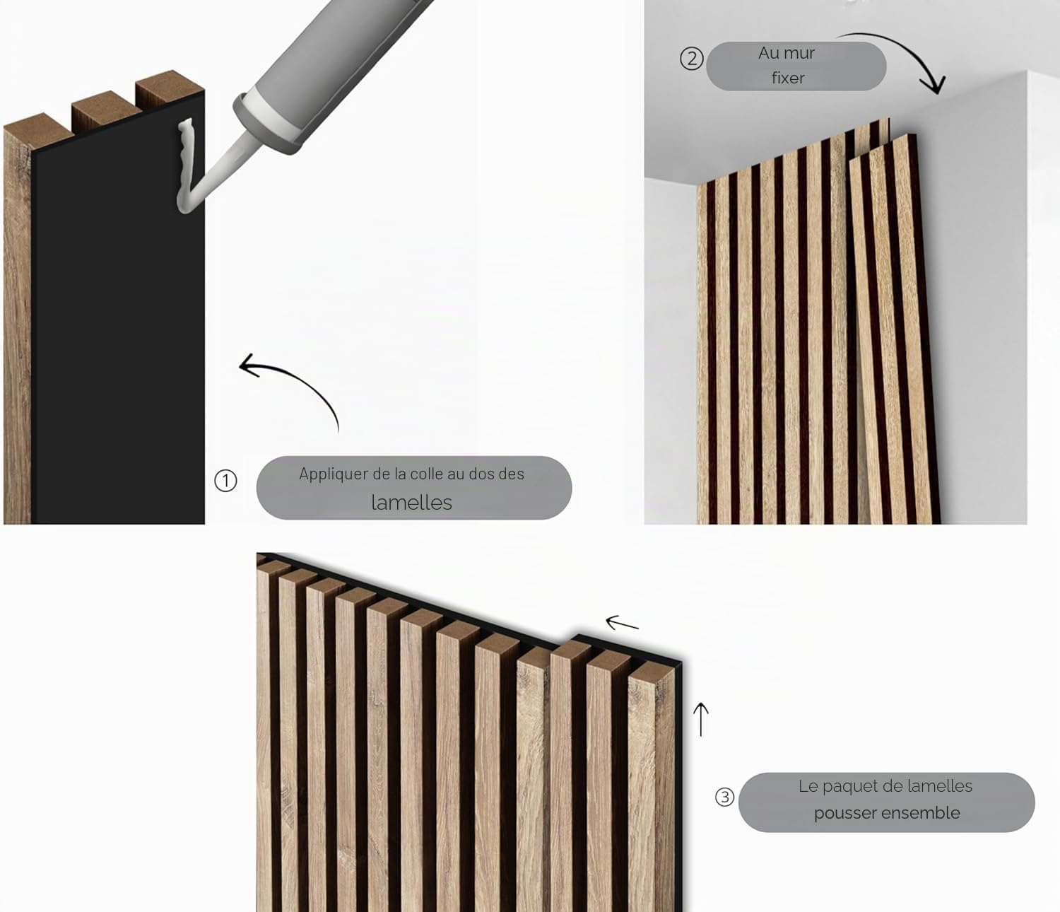 Chêne Sanremo Lamelles Acoustiques sur Feutre Noir 240x53 cm Panneaux Muraux Acoustiques Absorption Sonore et Décoration Murale élégante Panneaux Muraux en MDF
