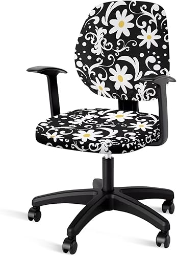 Funda para silla de oficina con estampado de margaritas, fundas elásticas elásticas para silla de escritorio de oficina, funda suave para silla de