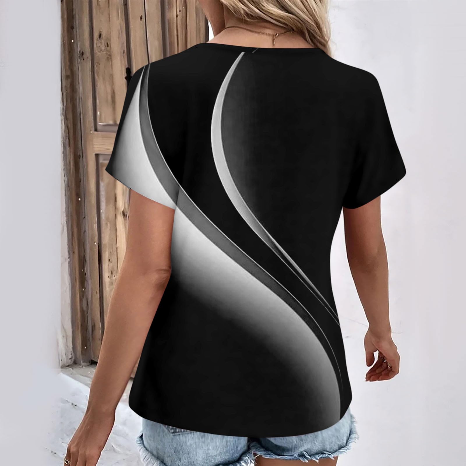 Camicette da donna a maniche corte primaverili eleganti casual vestibilità ampia magliette con bottoni decorazione estiva tinta unita tunica top, Bb-bianco, XX-Large