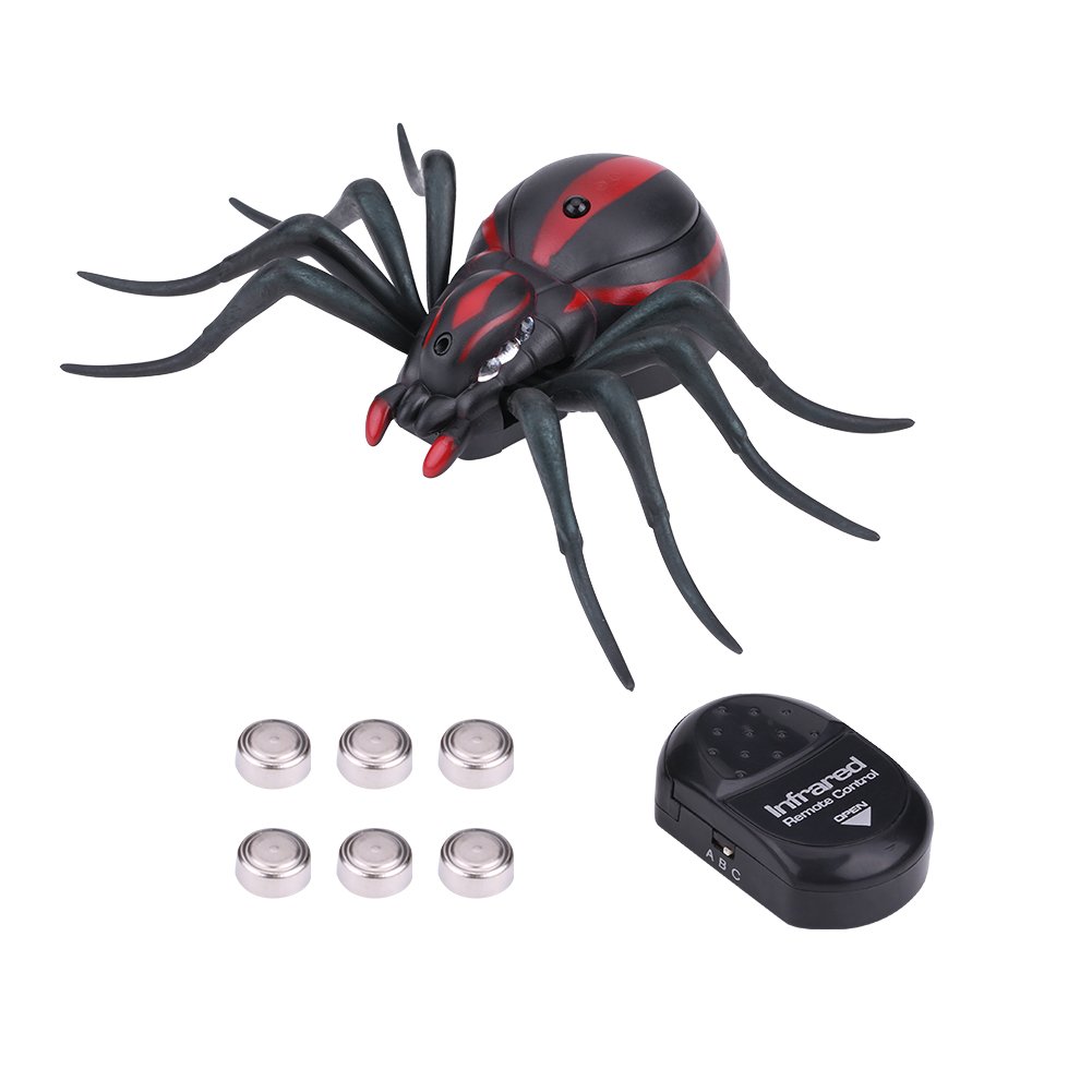 Dilwe Remote Control Insect Toy, Infrared Ants/Cockroaches/Spiders Remote Control Mock Fake Animal Trick RC Toy Kids Gift Startle Toy(Spiders)