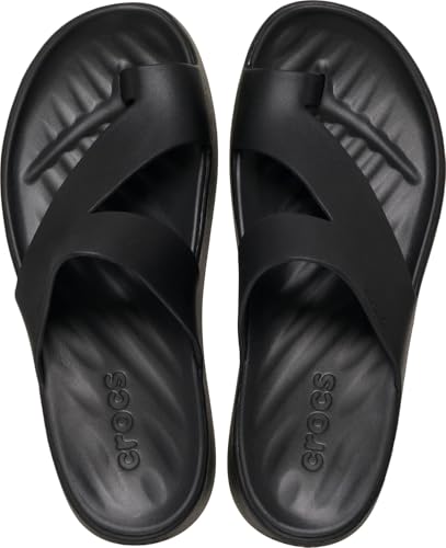 Crocs Women's Getaway Toe Loop Platform Sandals, LiteRide Comfort, Black, 73