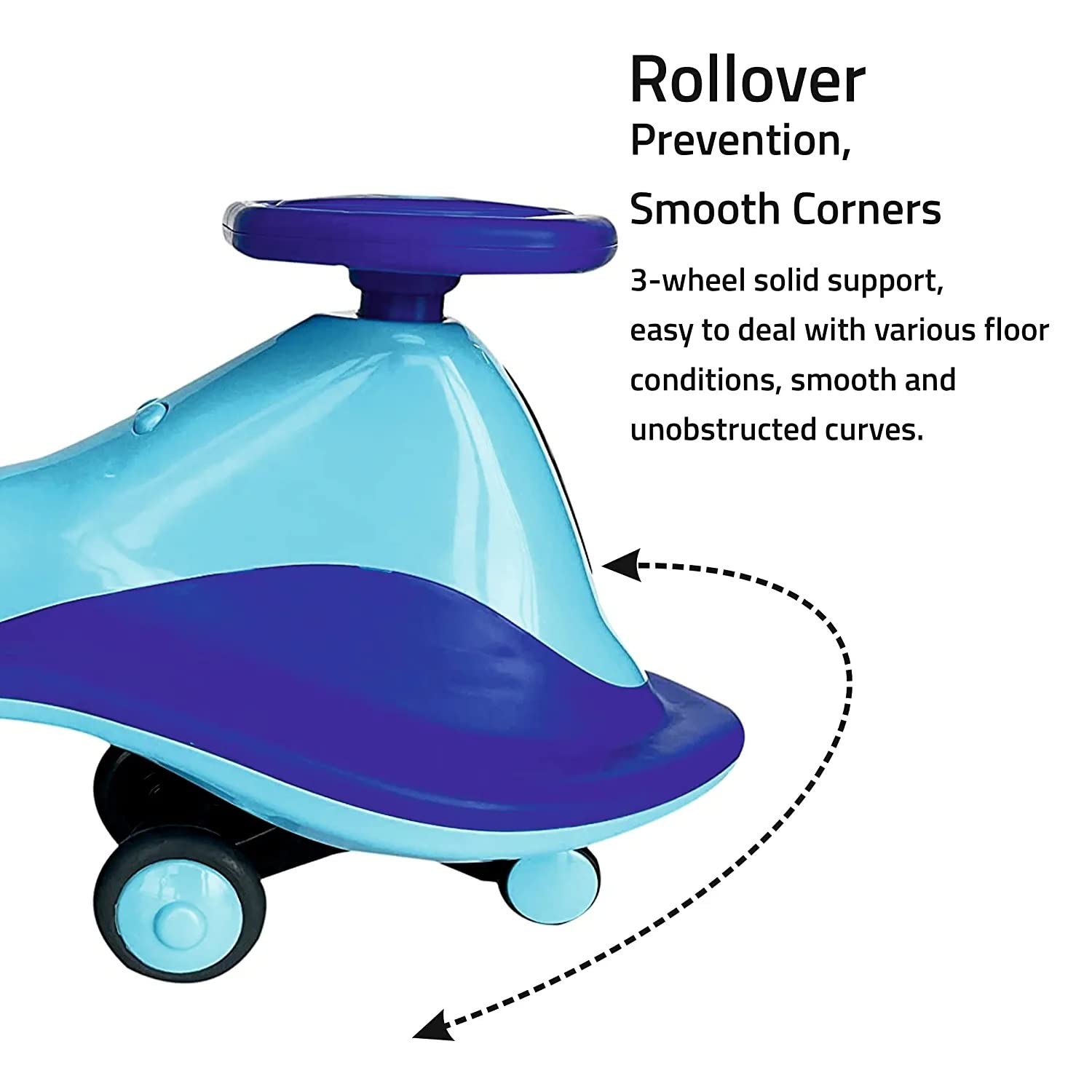 BabyGo Ziggy Magic Swing Car Ride On Toy for Kids | Musical Wiggle Twister Car with LED Lights, Easy Steering & Smooth Wheels | Durable for Boys & Girls, Indoor Outdoor Fun (72 x 40 x 30 cm) (Blue) 2