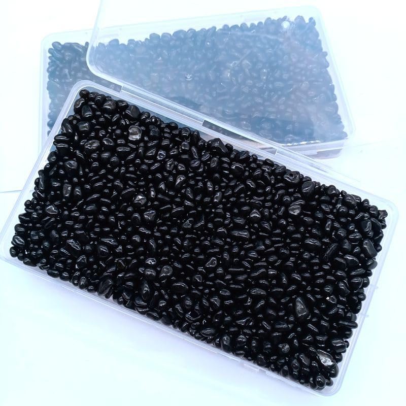 Image of SOUJOY 3 LB Small Aquarium Substrate Gravel Sand, Polished Smooth Fish Tank Gravel, Black Crystal Chip Stone, Natural Decorative Mini Pebbles for Potted Plant, Vase Fillers, Fish Tank Rock