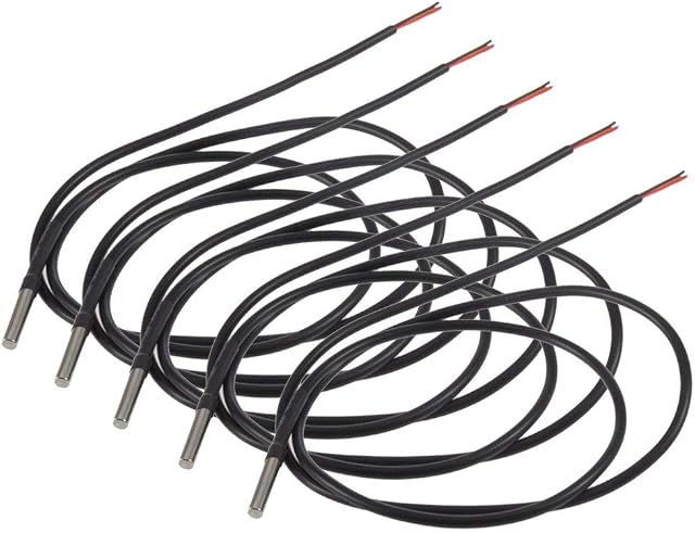 Aideepen 5 x DS18B20 2m Cable Temperature Digital Thermal Probe Sensor Stainless Steel Probe, Accurate Reading, Measure Temperature -55°C to +125°C