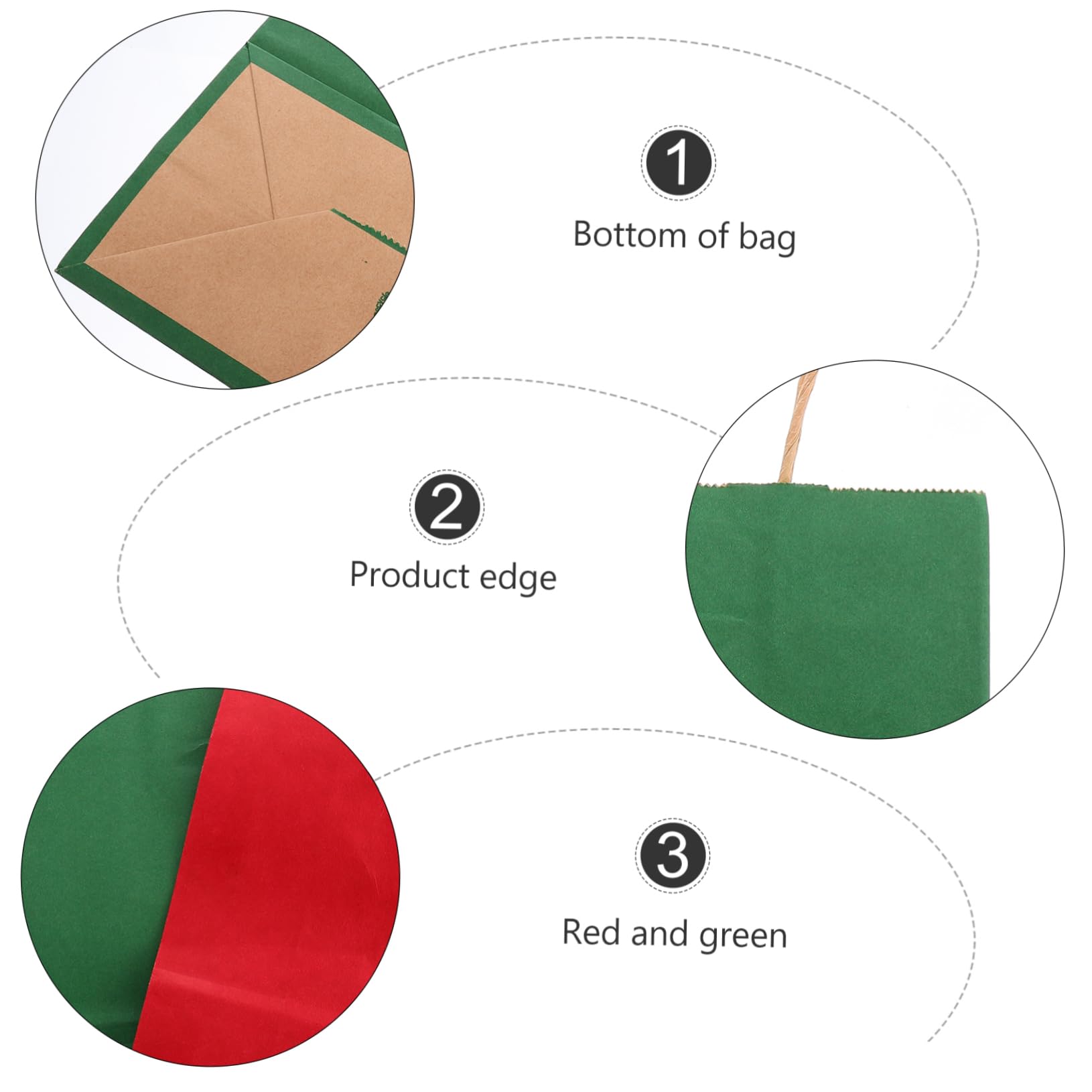 COLLBATH 24 Stück Umweltfreundliche und Recycelbare Weihnachtspapiertüten aus Kraftpapier mit Traggriff in Rot und Grün für Geschenkverpackung zu Weihnachten