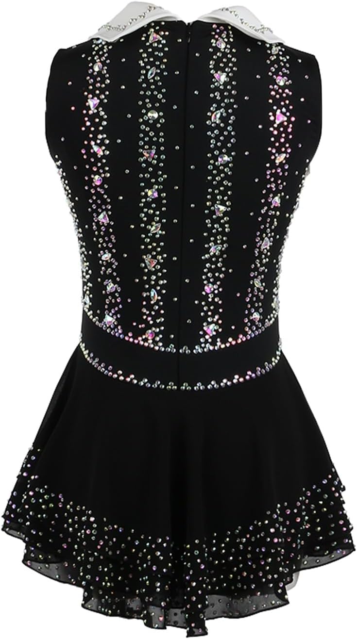 Figure Skating Dress for Girls Sleeveless Dance Jumpsuit for Performance Competition Elasticity Skating Suit