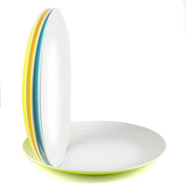 Maxi Nature Kitchenware Large Plastic Dinner Plates Dishes Tableware Plate Service Snacks - Set of 4