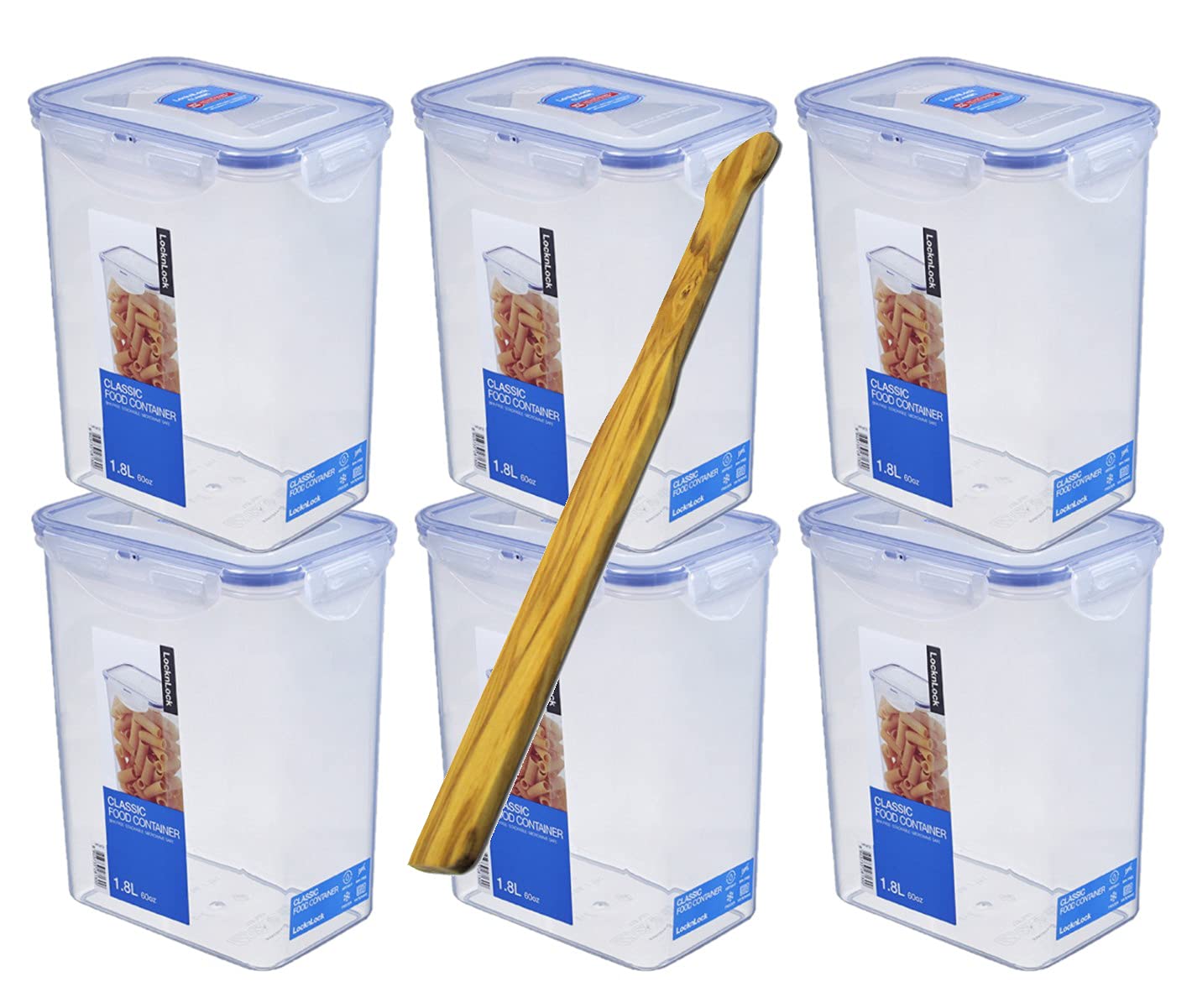 Zip Premium pojemnik na żywność, pojemnik wielofunkcyjny, pojemnik na żywność, pojemność 1,8 l, nadaje się do mycia w zmywarce, Lock&Lock HPL813, 6 sztuk