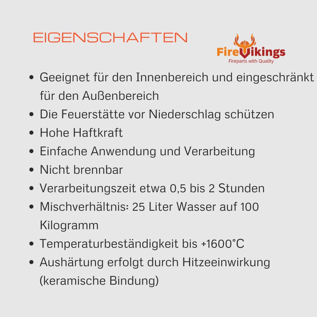 Schamottemörtel 1kg - gebrauchsfertiger keramisch feuerfester Mörtel - Feuerfest bis 1600°C