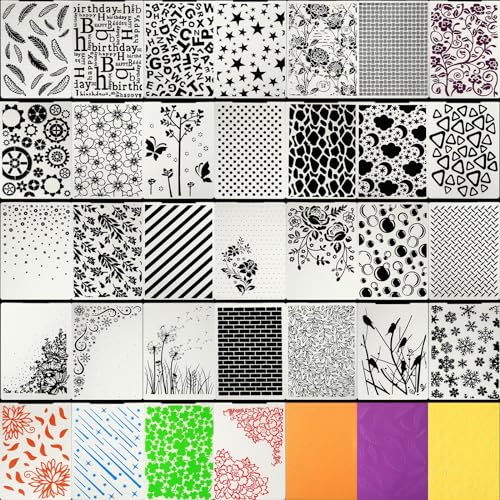 Mumufy 32 Pcs Embossing Folders for Card Making DIY Plastic