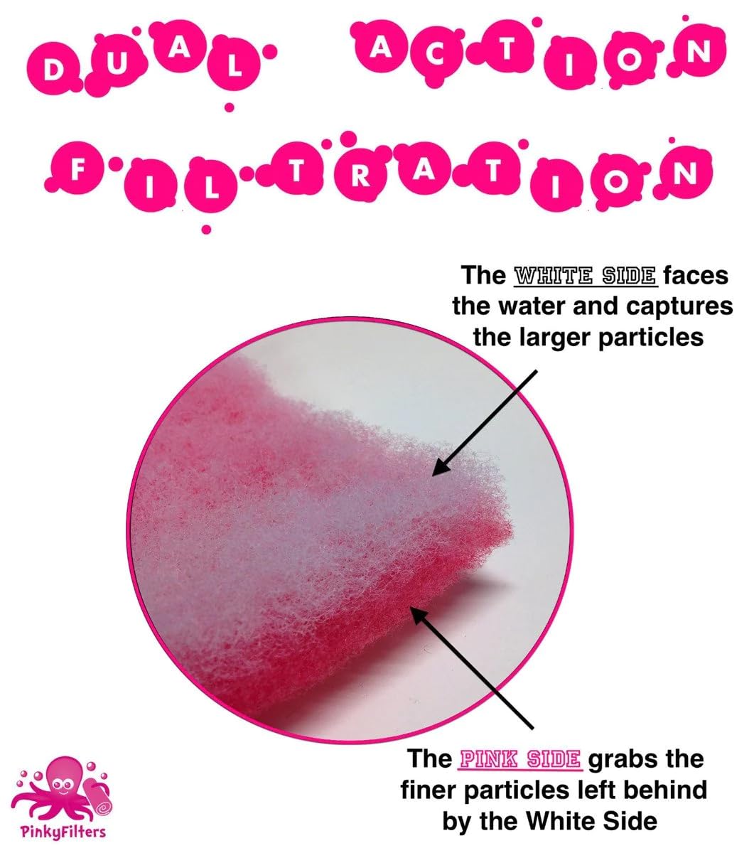 Pinky Filters Bonded Aquarium Filter Pad 12 Inches by 72 Inches by .75 Inch Pink and White Aquarium Filter Media Roll Bulk Can Be Cut to Fit Most Filters Made in USA