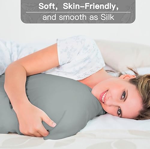 Miniatura 6 de Fundas de almohada estándar  Fundas de almohada grises para cabello y piel, paquete de 2 fundas de almohada de 20 x 26 pulgadas, suaves, frías y