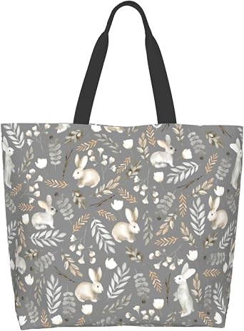 Cute Easter Bunny Tote Bag For Women Bunny Shoulder Bag Casual Tote For Shopping Travel Bag