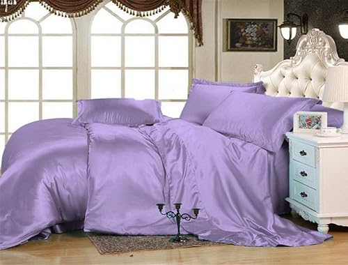 Miniatura 9 de Edredón de satén ultrasuave y lujoso de 1 pieza con relleno de microfibra (tamaño matrimonialqueen, negro)