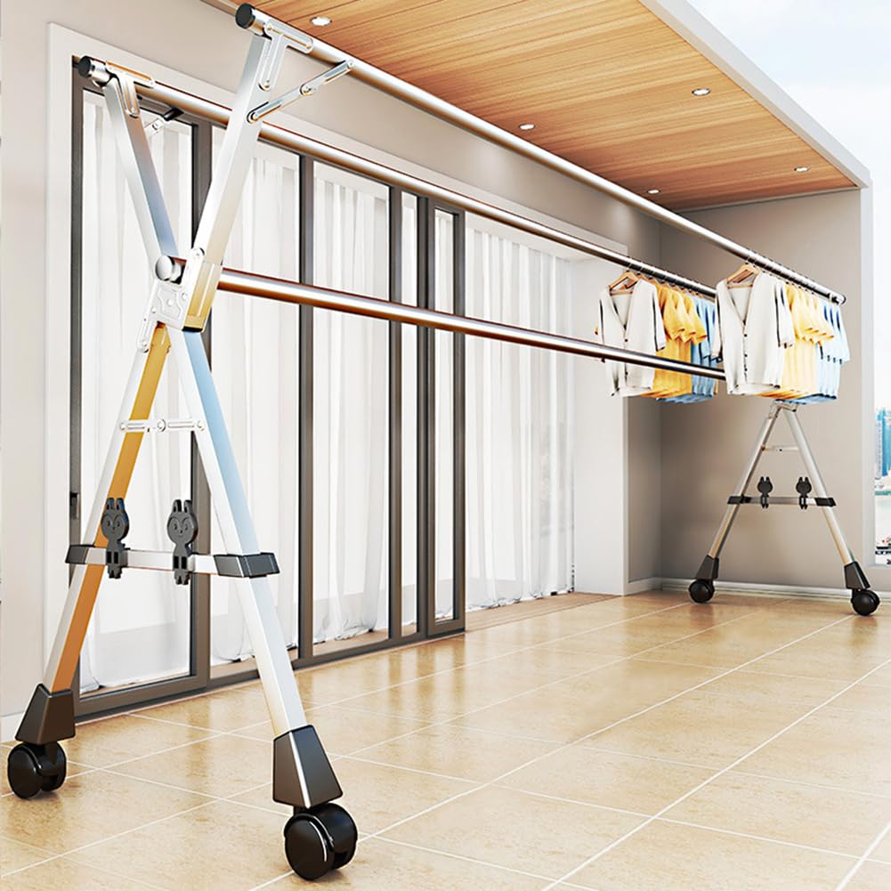 Séchoir vertical de balcon extensible en acier pour étendre le linge