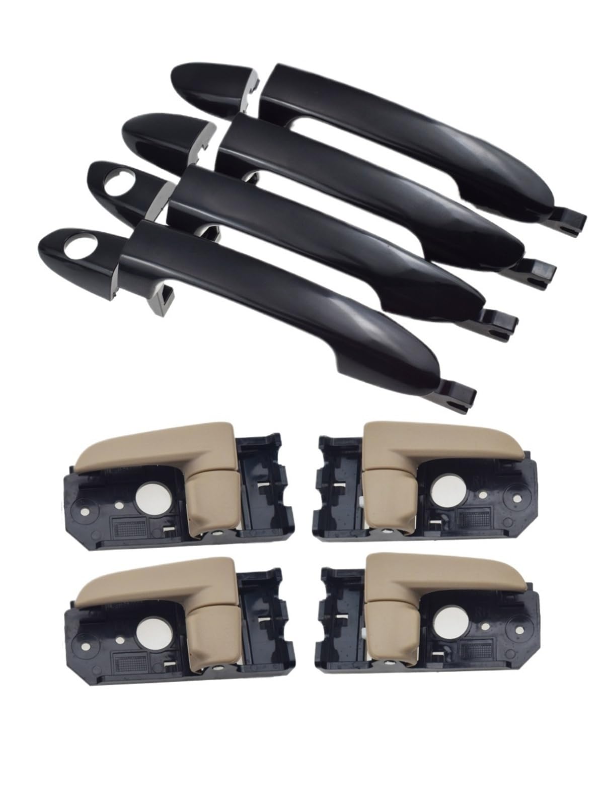 Ohkylsd Beige 8 Piece Kit Door Handle Black Beige Chrome Outside Or Inside Car Door Handle 82650-2F000 82660-2F000 For Kia For Spectra For Cerato 2.0L 2004-2009 Replacement Handles