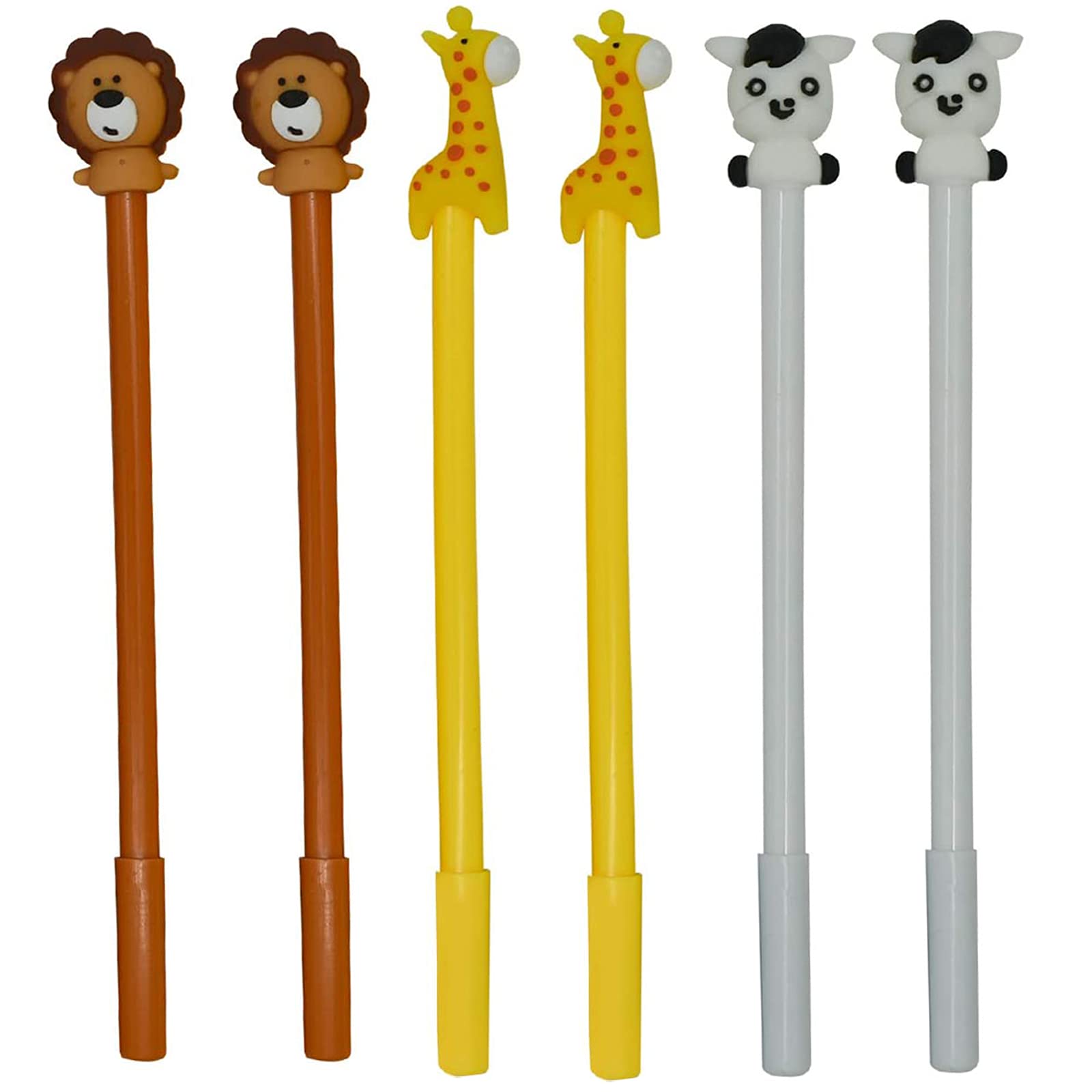 Maydahui 12 PCS Cute Animal Rollerball Pens Cartoon Lion Giraffe Horse Style Black Gel Ink for School Office Stationery Supplies