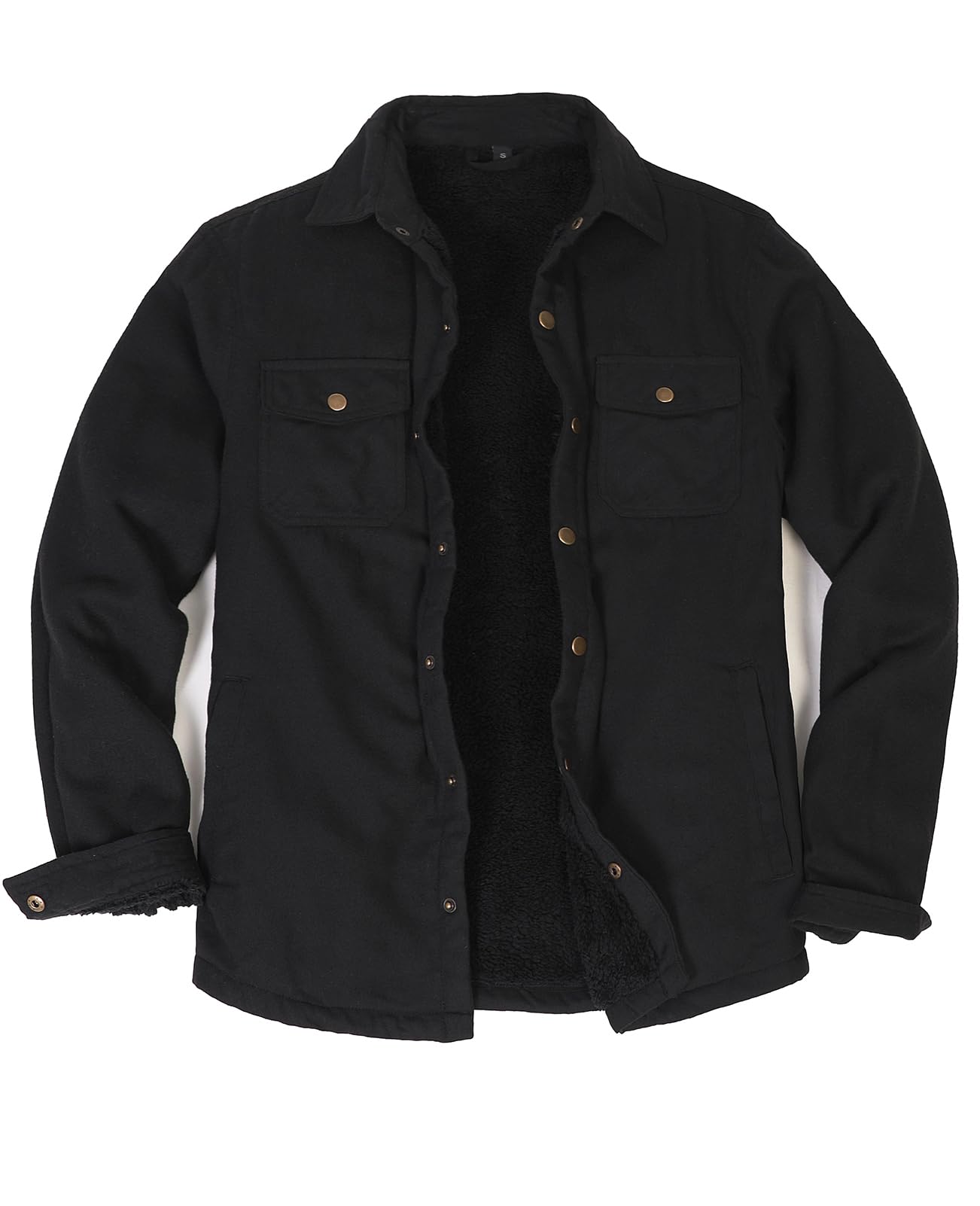 ZENTHACE Men's Sherpa Lined Flannel Shirt Jacket,Long Sleeved Brushed Plaid Flannel Shacket Jackets,Snap Button