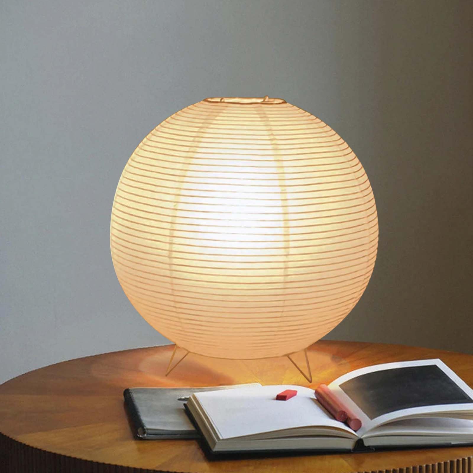 Lampada da tavolo in carta di riso, lampada da tavolo bianca, lampada da comodino, lampada da tavolo, paralume con attacco E14, interruttore e lampadina, lampada a sospensione rotonda, 1,8 m, cavo H