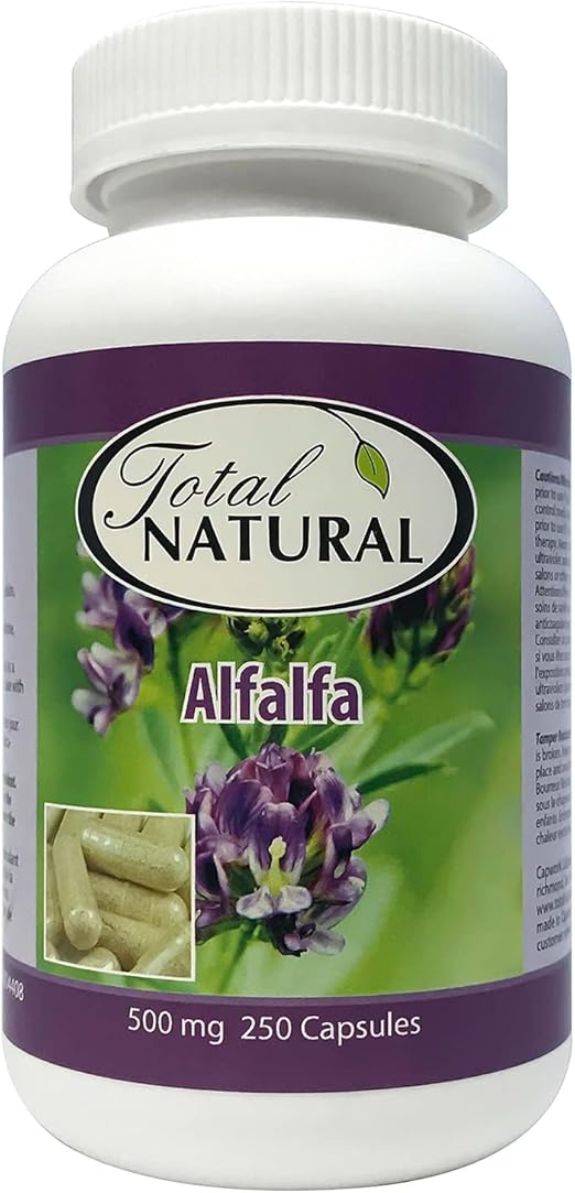 Natural Alfalfa Supplement 500mg 250 Capsules [1 bottle] by Total