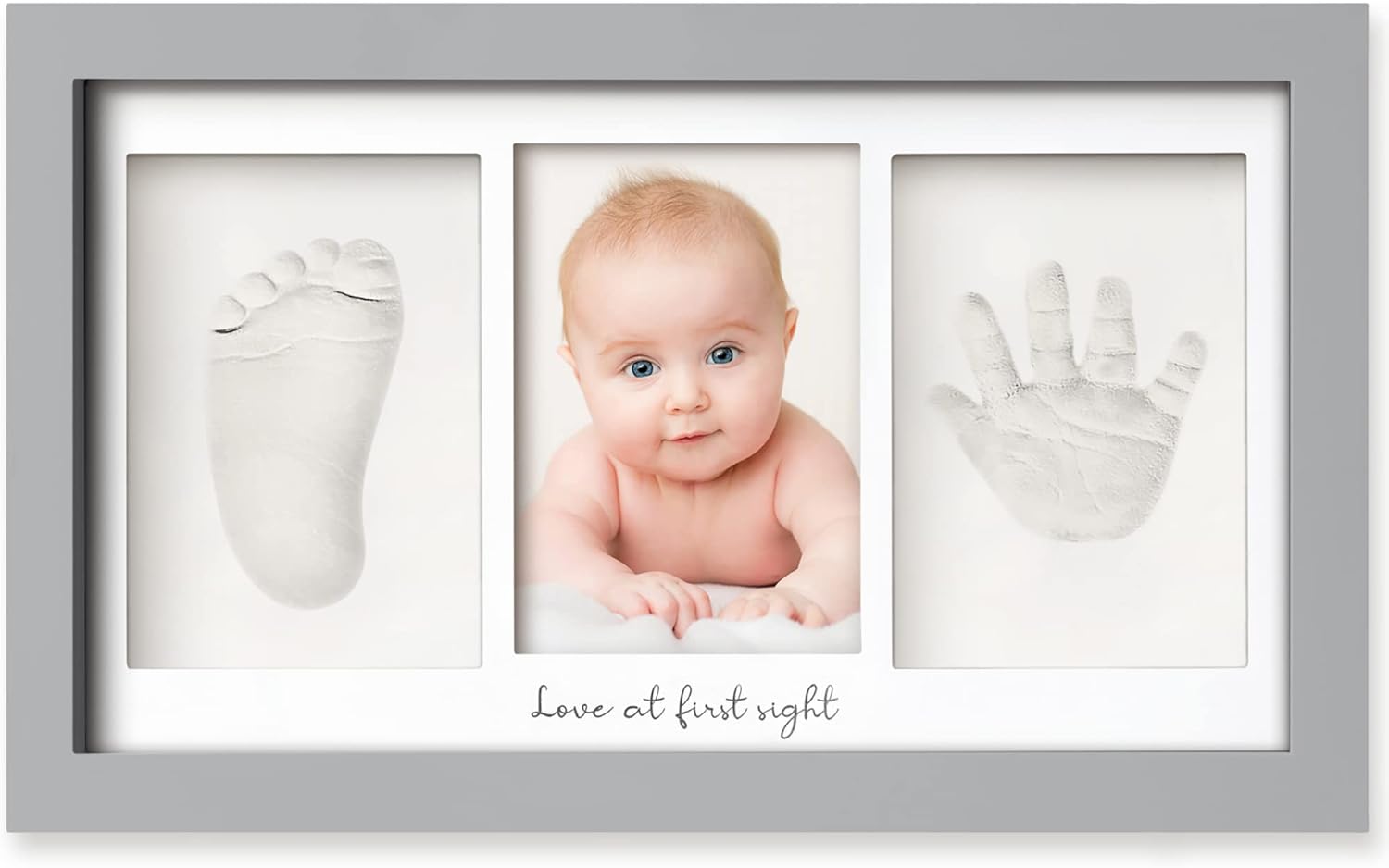 Baby Hand and Footprint Kit - Baby Footprint Kit, Newborn Keepsake Frame, Baby Handprint Kit, Personalized Baby Gifts, Nursery Decor, Baby Shower Gifts for Girls Boys (Cloud Gray)