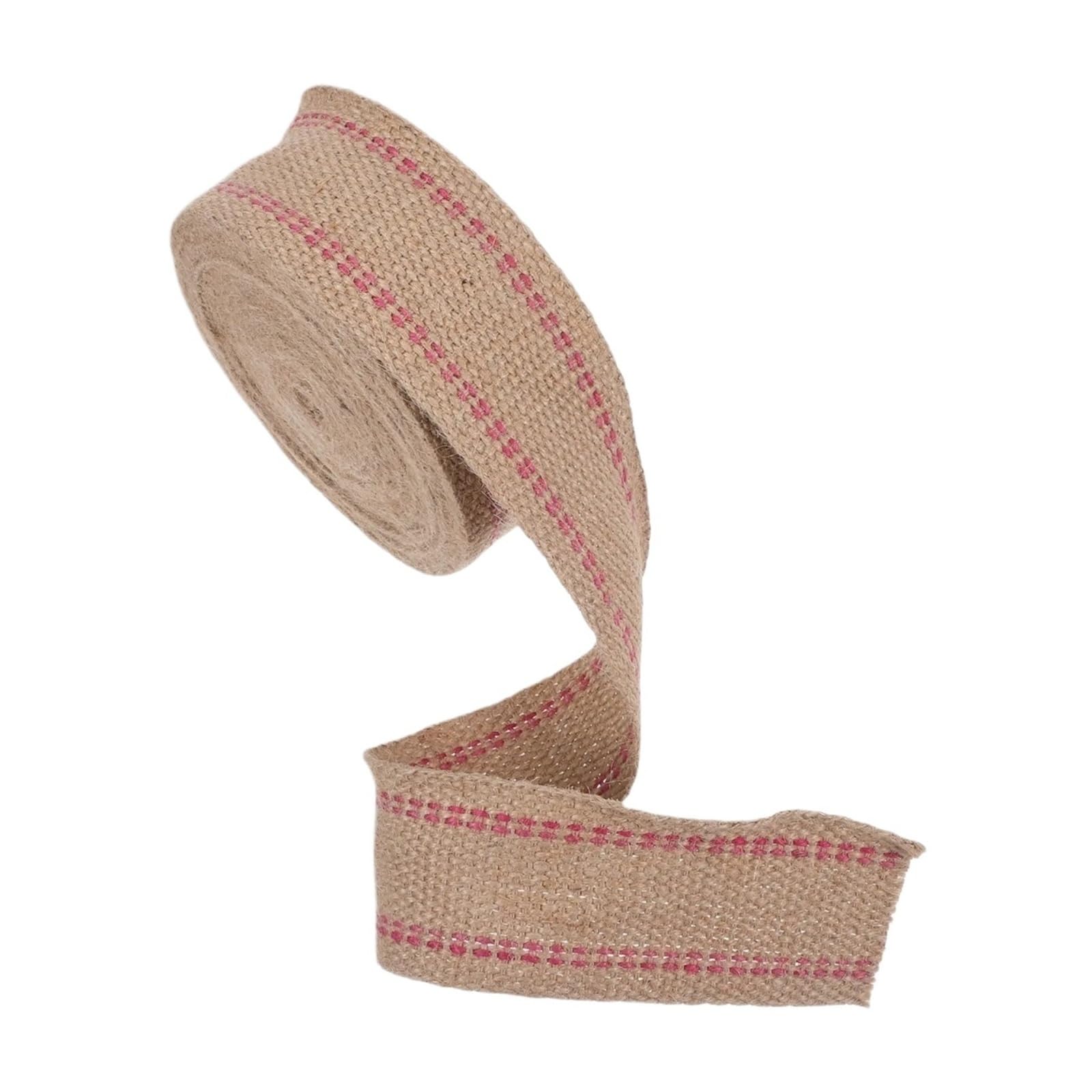 juteband Jute-Gurtband, rote Streifen
