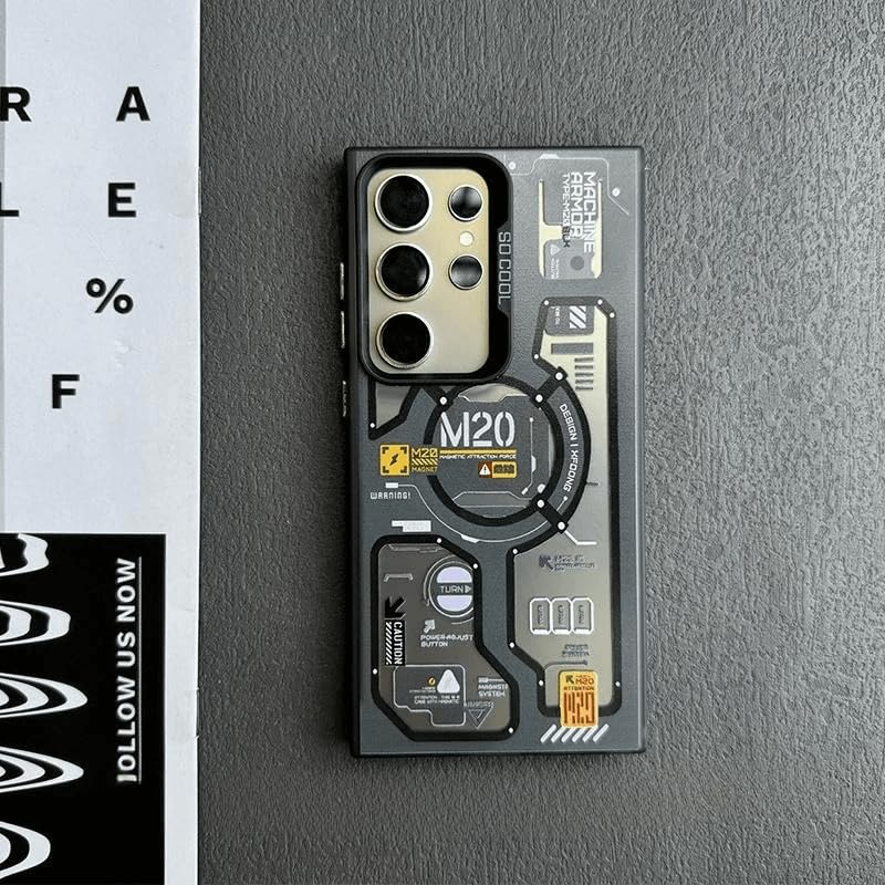 Image of MILLION CASES Back Cover Case for Samsung Galaxy S24 Ultra Shockproof Protective Silver Circuit Label IMD TPU Case for Men & Boys