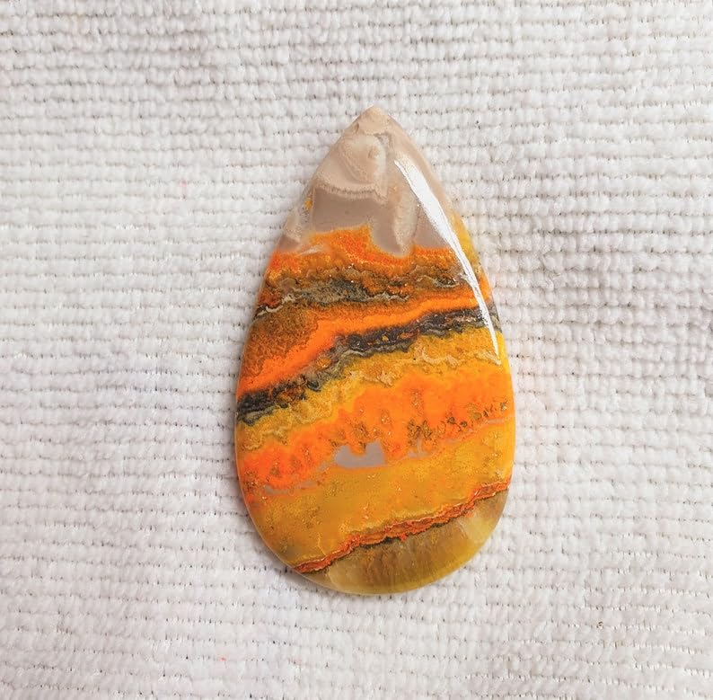 Jaspe d'abeille cabochon plat 55mm pour réussir vos sertissages de colliers - 2